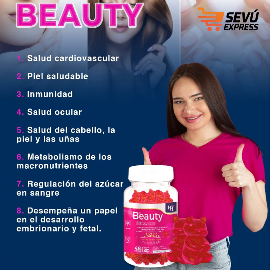 Gomitas de Biotina + Vitamina E – Cabello, Uñas y Piel más Fuertes